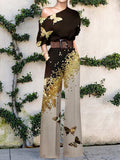 European American Fashion Floral Print One-shoulder High Waist Jumpsuit For Women
