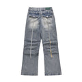 Street Retro Washed Old Pleated Loose Wide Leg Slightly Flared Crumpled Daddy Pants Cargo Jeans