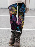 Leggings natalizi elasticizzati da donna Valstrend, motivo europeo e americano, ideali per le festività natalizie.