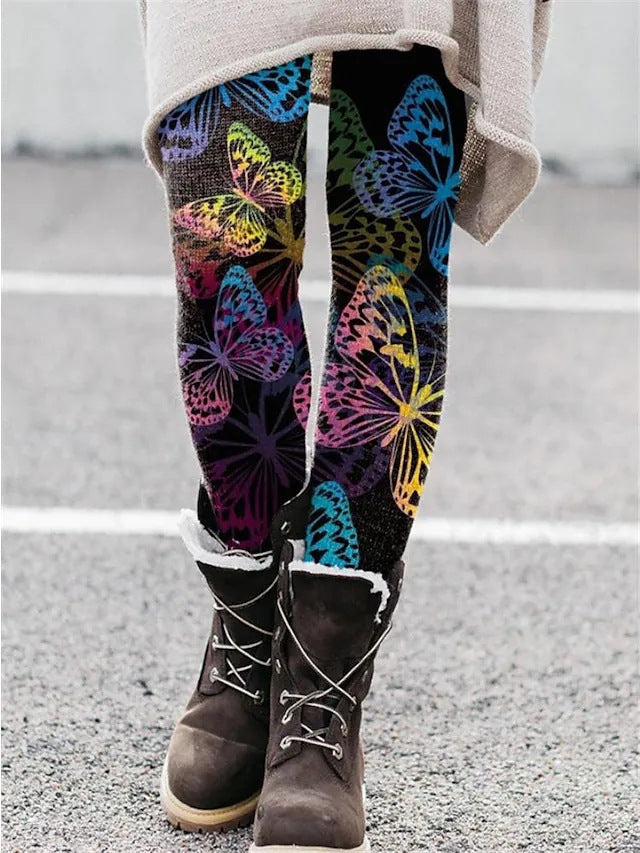 Leggings natalizi elasticizzati da donna Valstrend, motivo europeo e americano, ideali per le festività natalizie.