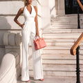 V-neck Halter Backless Sleeveless Jumpsuit For Women