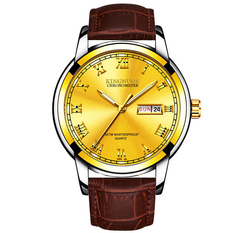 Orologio da polso Valstrend, cinturino in acciaio con doppio calendario, stile business e design resistente, non meccanico