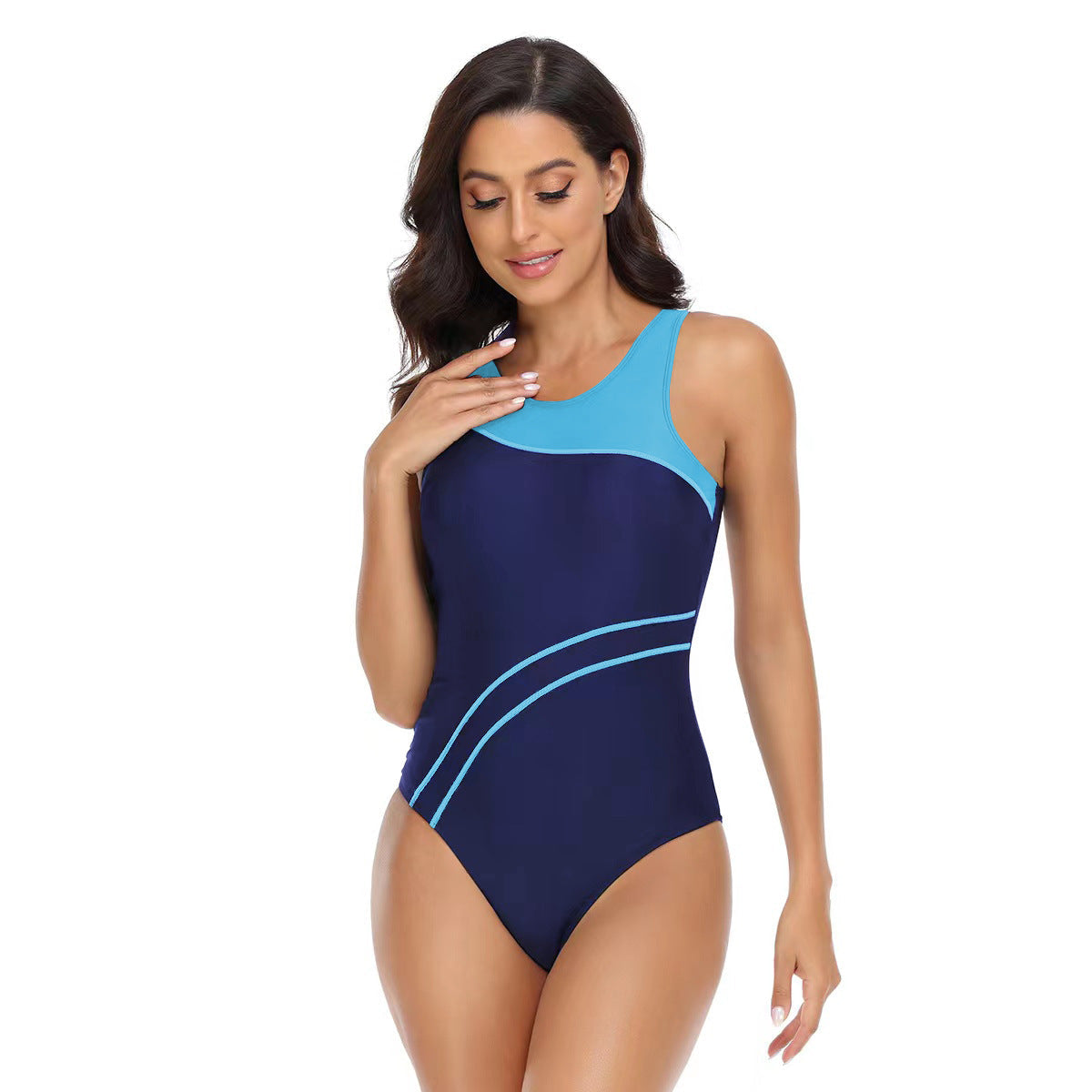 Color Matching One-piece Briefs Tight Training Competition Swimsuit