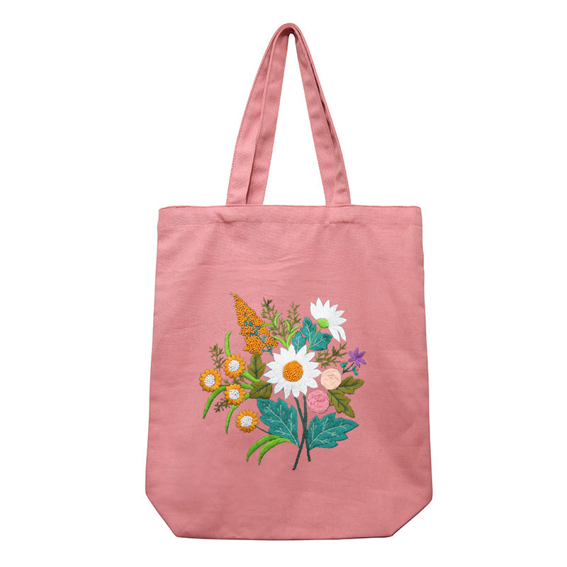 Borsa a tracolla in tela di cotone fatta a mano con ricami artigianali, stile Diy, marca Valstrend Shop.