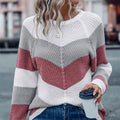 Maglione casual a righe con collo rotondo per donna, marca Valstrend, in tessuto morbido e colori vivaci.