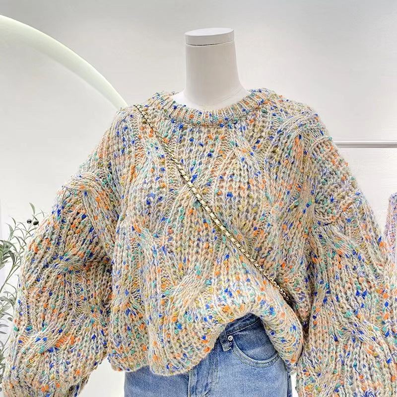 Maglione donna in maglia di Valstrend, top coordinato in tessuto morbido e caldo, modello con scollo rotondo e maniche lunghe