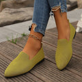 Slip-on Low-cut Breathable Pointed Flying Woven Flat Pumps Women