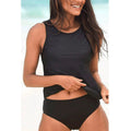 Solid Color Conservative Fat Hiding Split Swimsuit