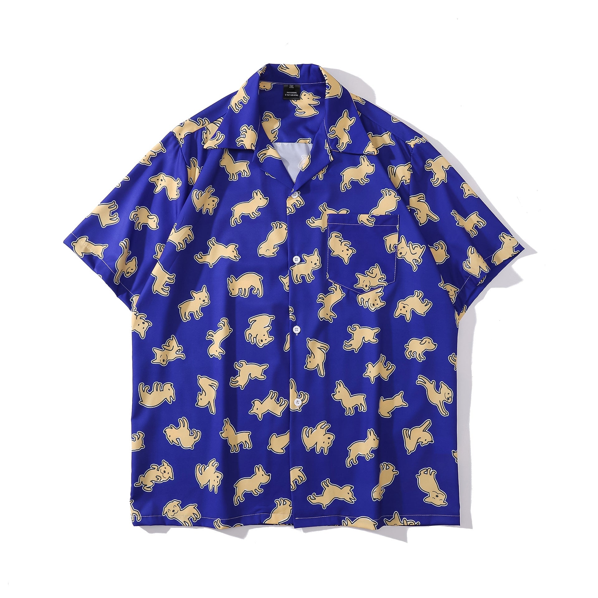 Cuban Collar New Vintage Casual Short Sleeve Printed Shirt Men And Women