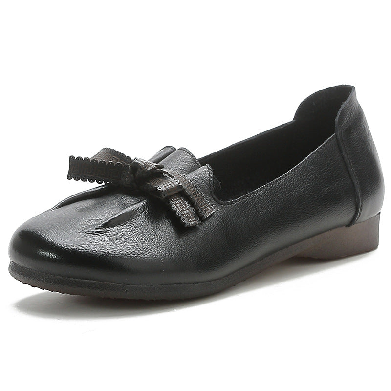 Scarpe donna Valstrend in pelle bovina, stile retrò e alla moda, primo strato, design elegante e confortevole.