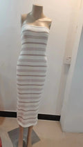 Festa estiva: top a tubino a righe e gonna aderente slim fit per donna, in tessuto leggero e colorato.