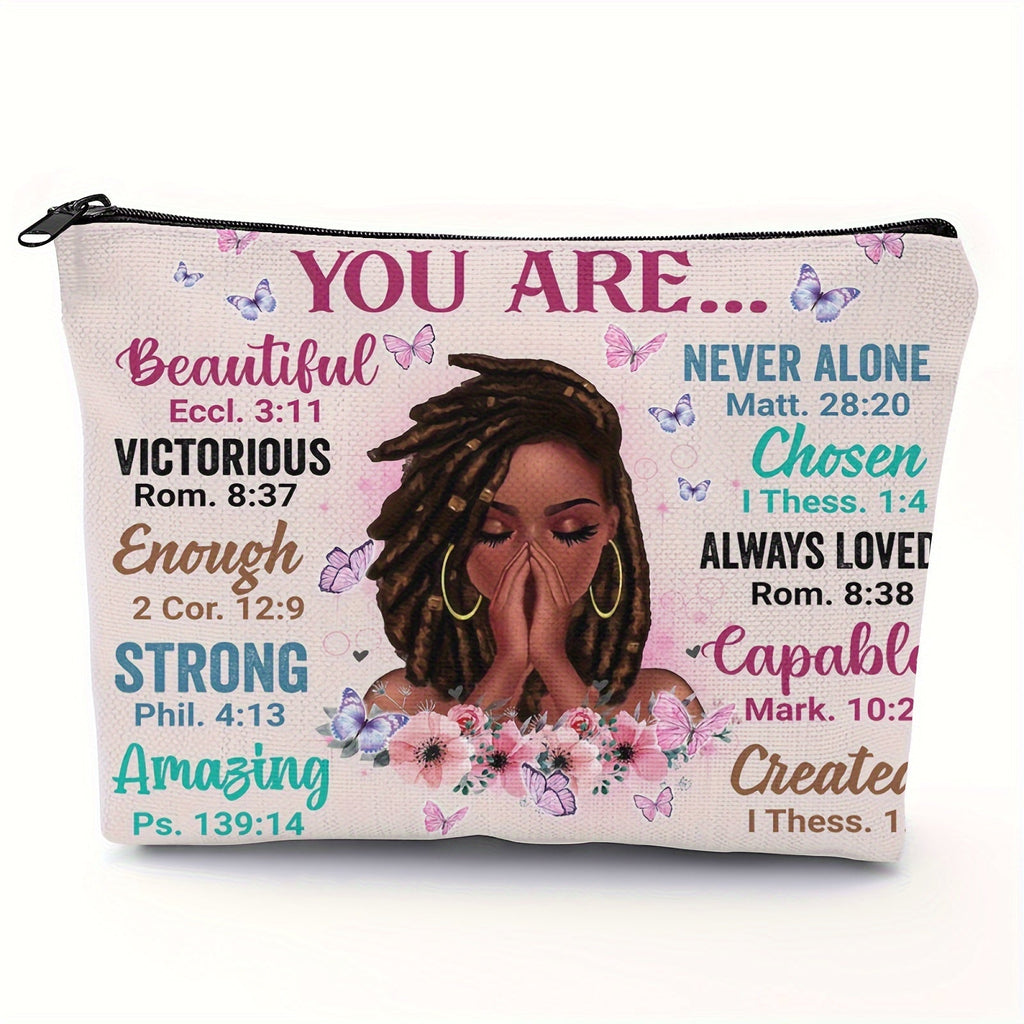 Borsa da viaggio semplice per ragazze con stampa di lettere, valvola resistente, pieghevole, leggera, organizer trucco quotidiano e viaggio