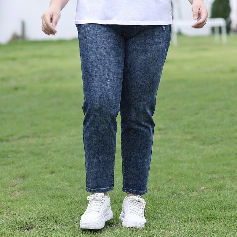 Jeans larghi oversized donna Valstrend, pantaloni skinny elasticizzati per fianchi ampi e cosce grandi, stile casual e comodo