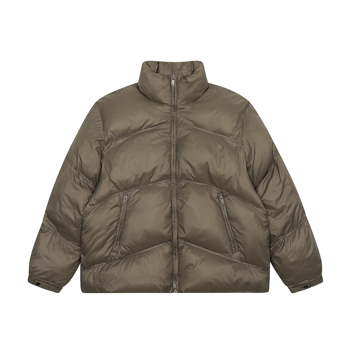 Cappotto in velluto e cotone imbottito Valstrend, stile alto di gamma, con colletto a stand e chiusura con cerniera in colore solido