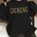 Print Y2K-Inspired Women's Fleece-Lined Pullover Sweatshirt with MIAO Graphic Print - Casual Long Sleeve Crew Neck Top, Machine Washable