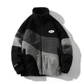 Couple Lambswool Stand Collar Coat Colorblock All-matching Top