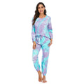 Pigiama donna casual in tie-dye con maniche lunghe e pantaloni, outfit comodo e alla moda di Valstrend shop.