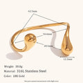 Bracciale aperto Valstrend in acciaio inossidabile placcato oro 18K con doppio goccia d'acqua, stile elegante e semplice.