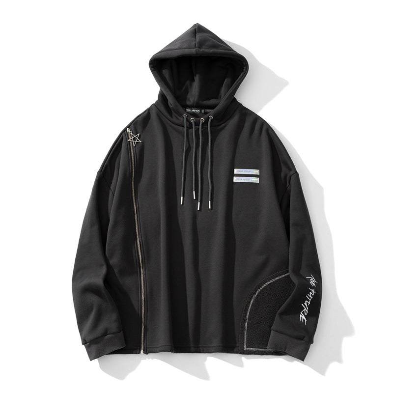 Felpa con cappuccio High Street Fleece di Valstrend, con zip, cuciture e cordino, morbida e casual per uno stile urbano.