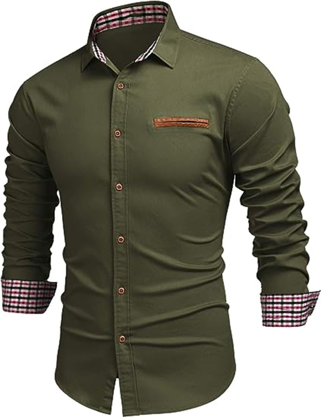 Camicia casual da uomo Valstrend in cotone con motivo a quadri colorati per primavera e autunno, stile retrò e abbinato.