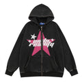 Niche High Street Five-pointed Star Hooded Cardigan Sweater