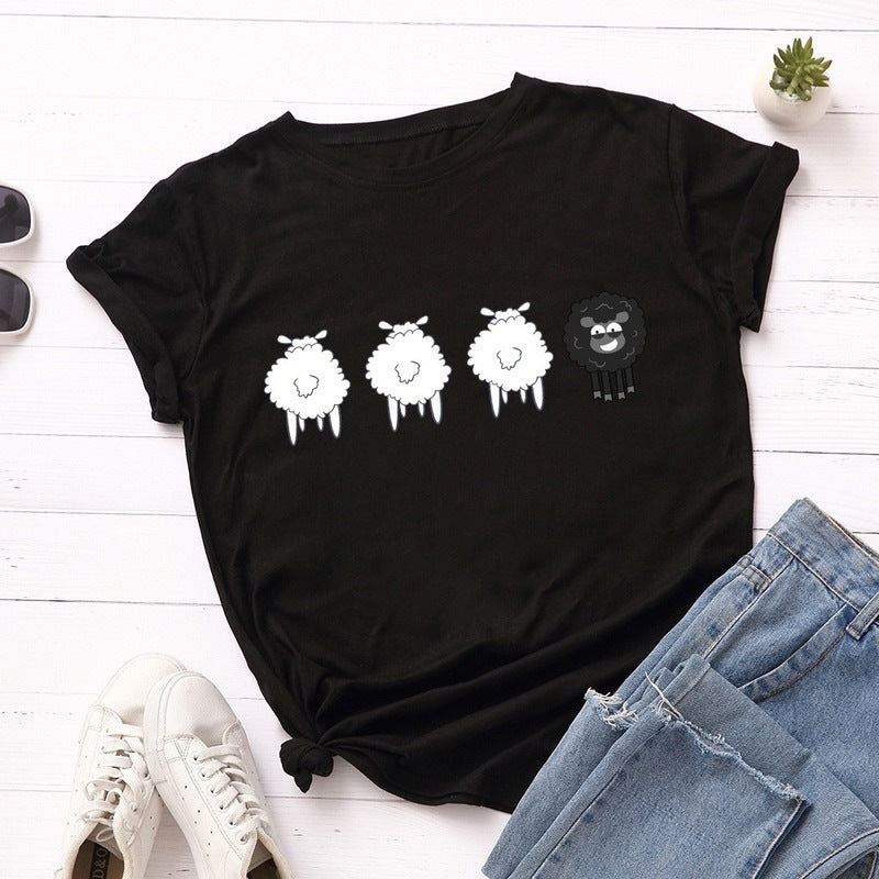 T-shirt stampata con maniche corte e motivo carino, marca Valstrend shop, in tessuto morbido e colorato.