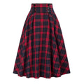 High Waist Plaid Big Hem Skirt Fall Winter Plaid Elastic Waist A- Line Skirt