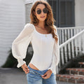 European And American Jacquard Long-sleeved Jumpsuit Pure Color Tight