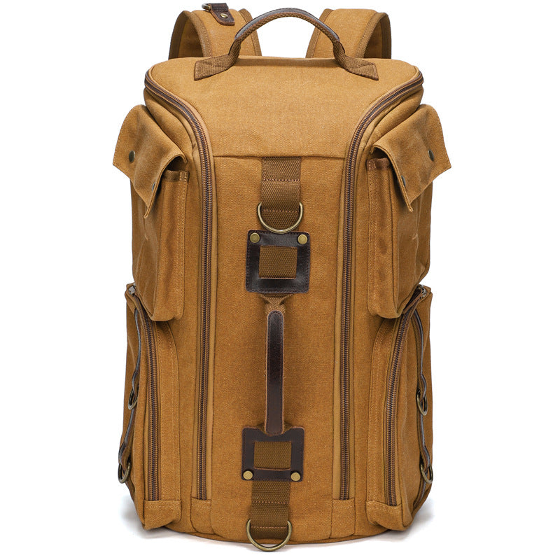 Zaino vintage da uomo Valstrend in canvas impermeabile, grande capacità, stile outdoor e tempo libero, resistente e spazioso.