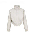 Giacca corta in pelle retrò americana da donna Valstrend, stile vintage con dettagli classici e design elegante.