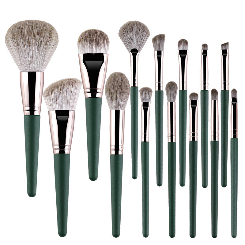 Pennelli per trucco Valstrend in verde, set di 14 pennelli da trucco super morbidi e di alta qualità per make-up professionale