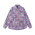 Camicia a quadri stile vintage con effetto distressed e tie-dye, a maniche lunghe, marca Valstrend, moda europea e americana