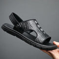 Sandali da uomo Valstrend in pelle, sandali esterni con motivo europeo, scarpe da spiaggia eleganti e comode.