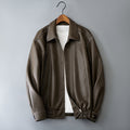 Giacca in pelle casual da uomo Valstrend, giacca di pelle morbida con colletto e tasche frontali, stile informale e moderno