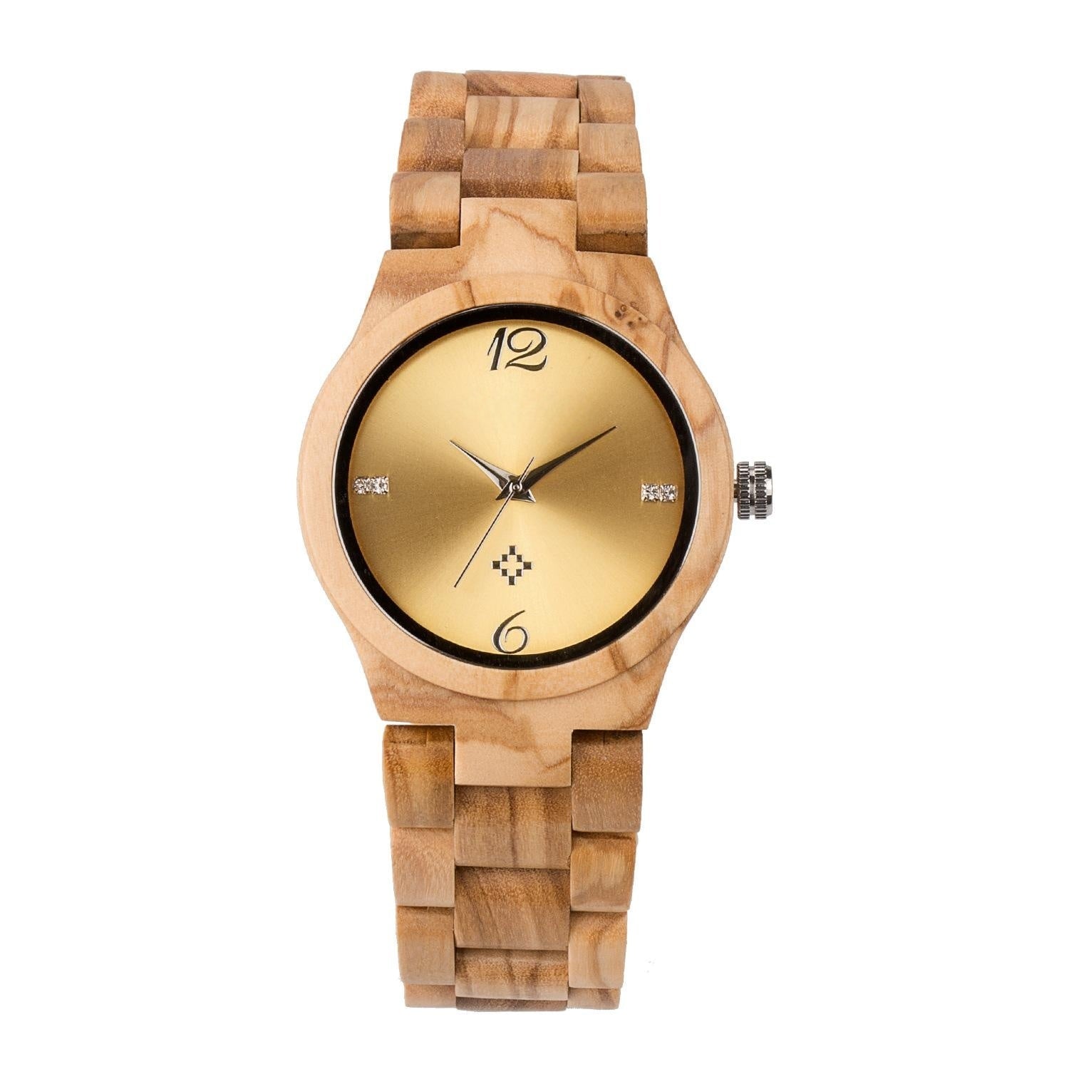 Orologio casual in legno con movimento al quarzo di Valstrend, quadrante semplice e cinturino in legno naturale.