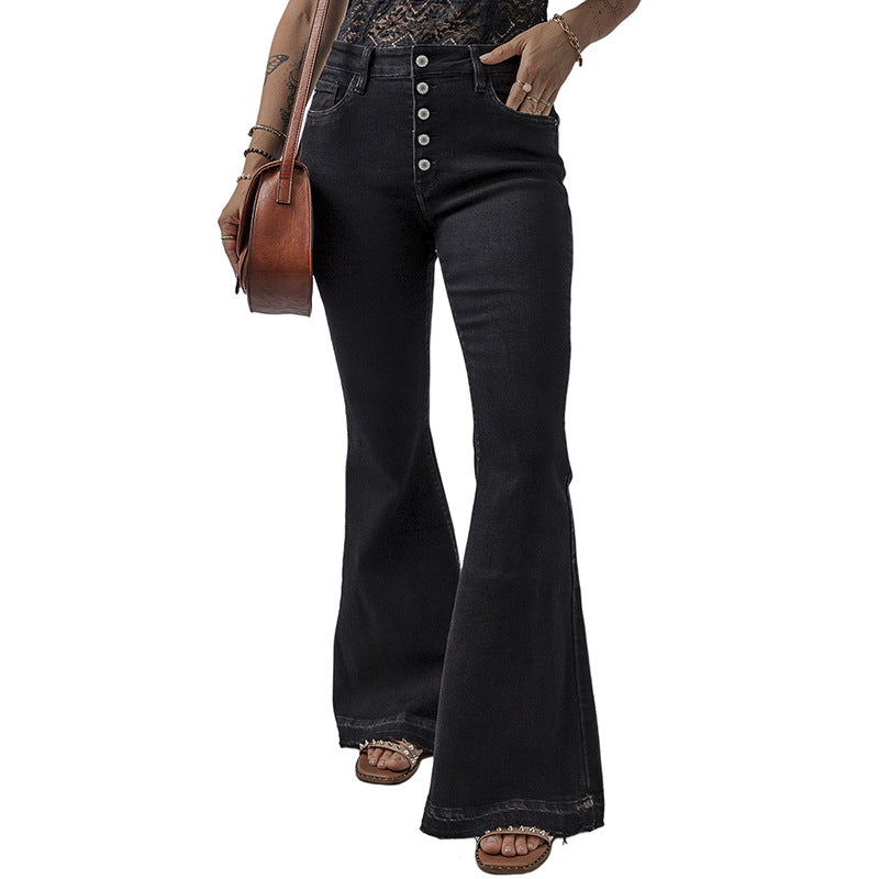 Jeans slim a vita alta da donna Valstrend shop, dettaglio in denim blu con cuciture visibili e vestibilità aderente.