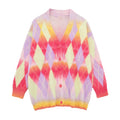 Cardigan donna autunno inverno Valstrend con motivo a rombi colorati, maglia calda e comoda, stile casual e alla moda