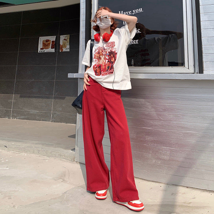 Jeans donna vintage Valstrend, pantaloni estivi a vita alta, larghi e comodi, stile loose e personalità.