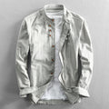 Camicia casual da uomo in lino cinese, stile tradizionale con colletto rialzato, marca Valstrend.