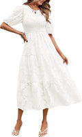 Pleated Puff Sleeve Layered Floral Dress