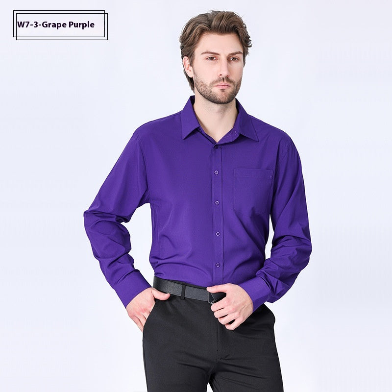 Camicia da uomo Valstrend minimalista, stretch, a manica lunga, professionale e senza stiratura per il lavoro.