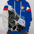 Philippines Flag Design Hoodie for Men – 3D Eagle Print Sports Hooded Sweatshirt with Pocket – Polyester & Spandex Blend Knit Fabric – Regular Fit with Slight Stretch – Sporty Style Pullover with Hood