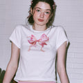 T-shirt da donna Valstrend, manica corta, collo rotondo, con fiocco estivo e design alla moda per ragazze.