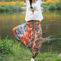 Pantaloni casual larghi harem tie-dye in cotone Valstrend, con vita bassa e stile rilassato, colore multicolore.