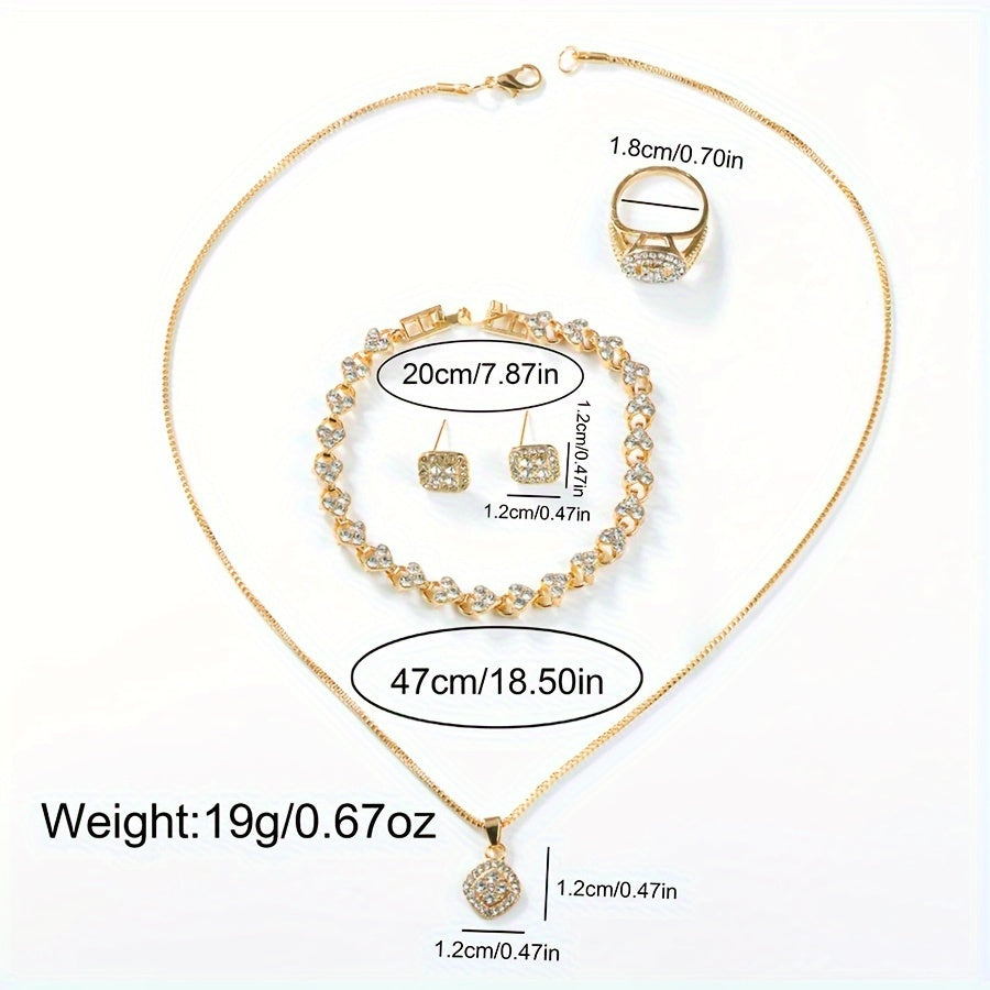 Orologio da donna Valstrend con set di gioielli, cassa rotonda, dettagli cristallo, cinturino in lega, display analogico, resistente agli shock