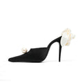 Scarpe da donna Valstrend con tacchi a spillo e punta affusolata, decorazione di perle eleganti sui tacchi alti.