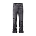 Three-dimensional Cutting Loose Baggy Ripped Cat Beard Bootleg Pants Men And Women