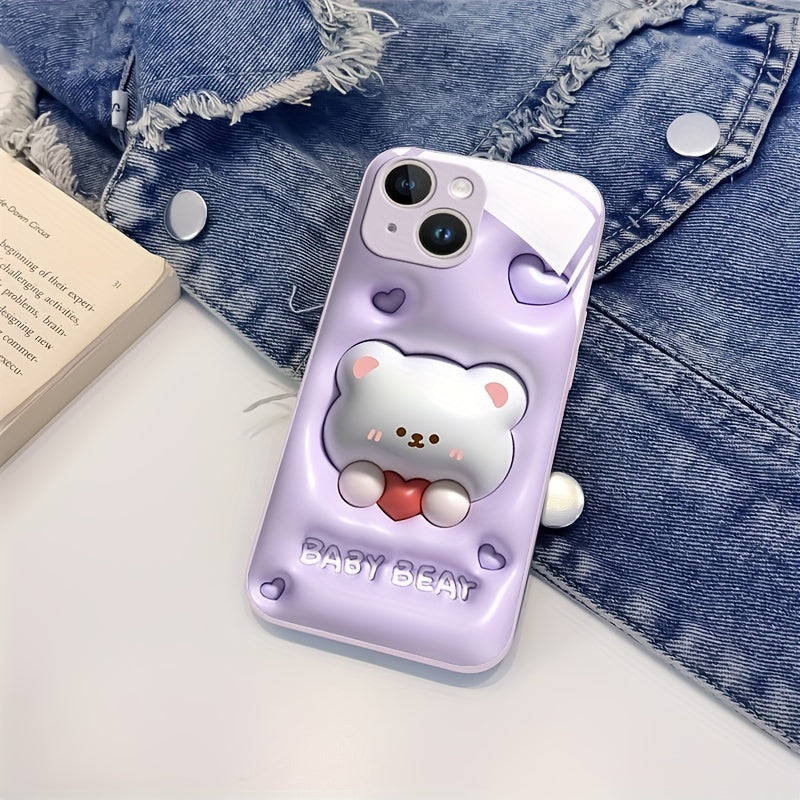 Custodia per iPhone con motivo orsetto bianco e design creativo, compatibile con iPhone 11-15, marca Valstrend.