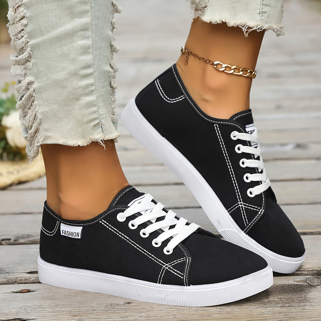 Scarpe da donna Valstrend sneakers casual in tela leggera e traspirante, con lacci e suola piatta, ideali per tutte le stagioni.