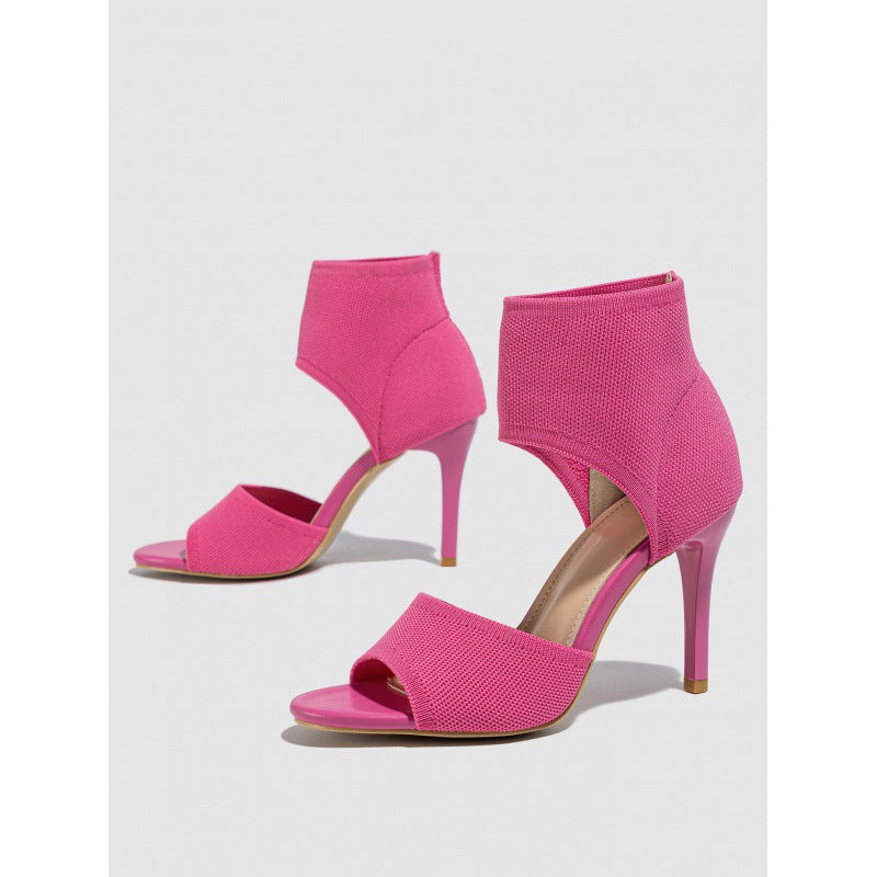 Scarpe con tacco alto Valstrend, stiletto romano in maglia elasticizzata, dettaglio elegante e moderno.